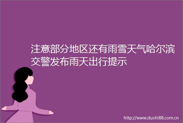 注意部分地区还有雨雪天气哈尔滨发布雨天出行提示