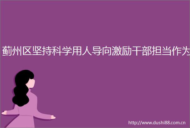 蓟州区坚持科学用人导向激励担当作为