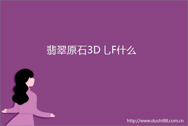 翡翠原石3D乚F什么