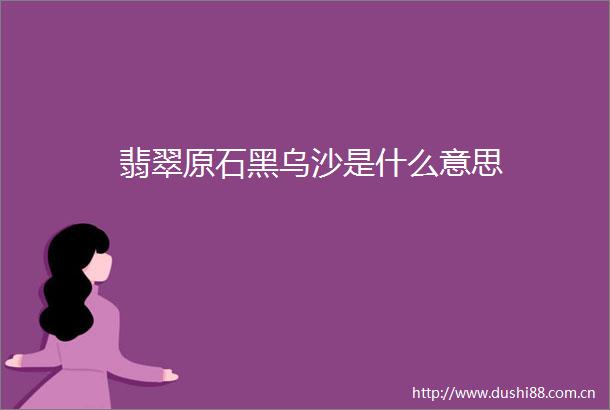 翡翠原石黑乌沙是什么意思