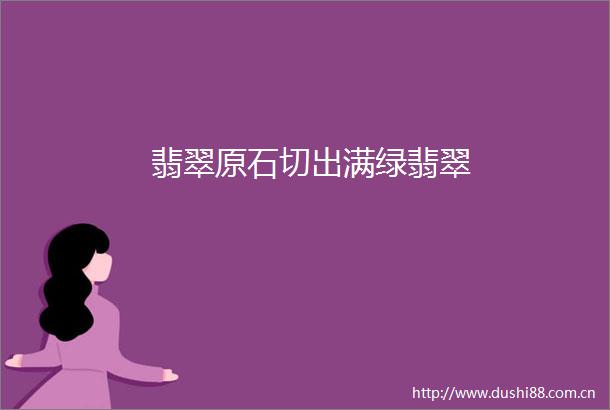 翡翠原石切出满绿翡翠