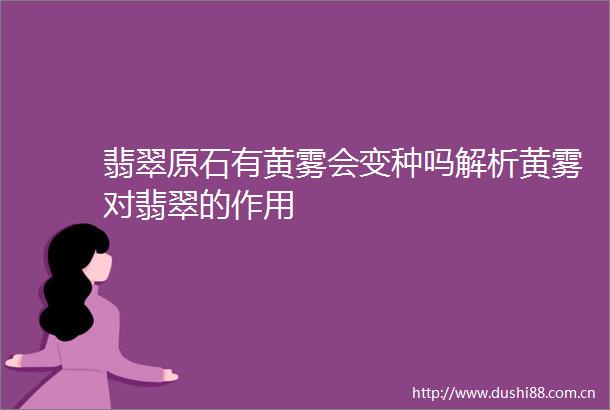 翡翠原石有黄雾会变种吗解析黄雾对翡翠的作用