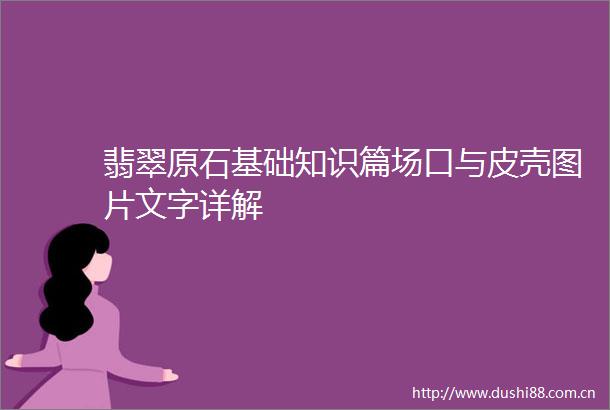 翡翠原石基础知识篇场口与皮壳图片文字详解