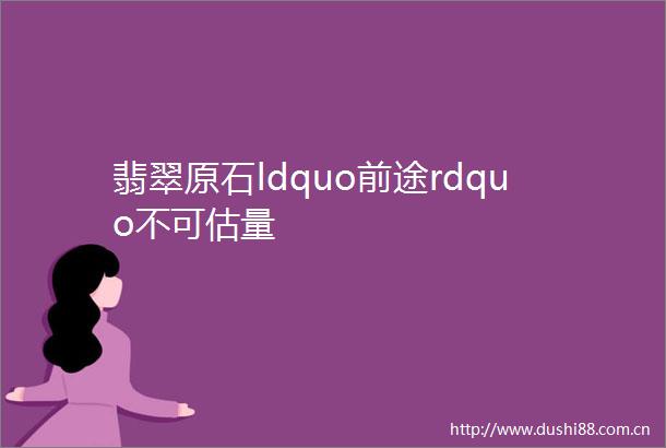 翡翠原石ldquo前途rdquo不可估量
