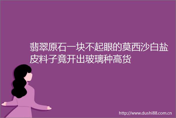 翡翠原石一块不起眼的莫西沙白盐皮料子竟开出玻璃种高货