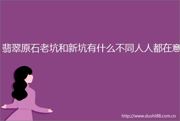 翡翠原石老坑和新坑有什么不同人人都在意
