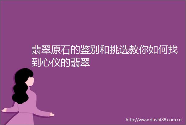 翡翠原石的鉴别和挑选教你如何找到心仪的翡翠