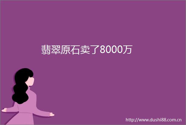 翡翠原石卖了8000万