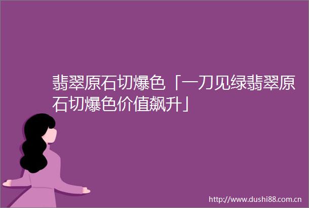 翡翠原石切爆色「一刀见绿翡翠原石切爆色价值飙升」