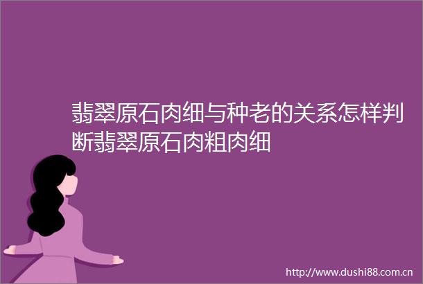 翡翠原石肉细与种老的关系怎样判断翡翠原石肉粗肉细