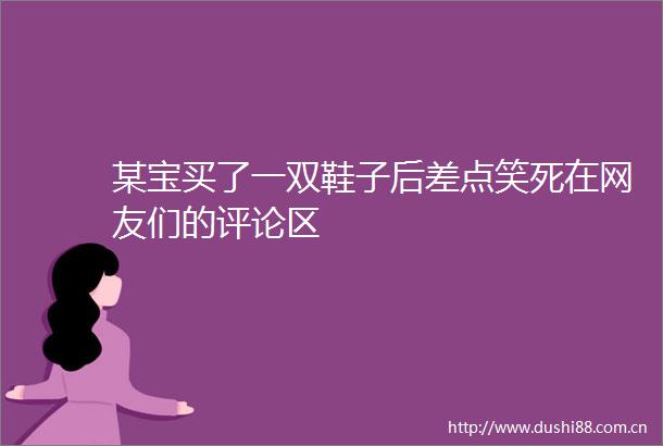 某宝买了一双鞋子后差点笑死在网友们的评论区