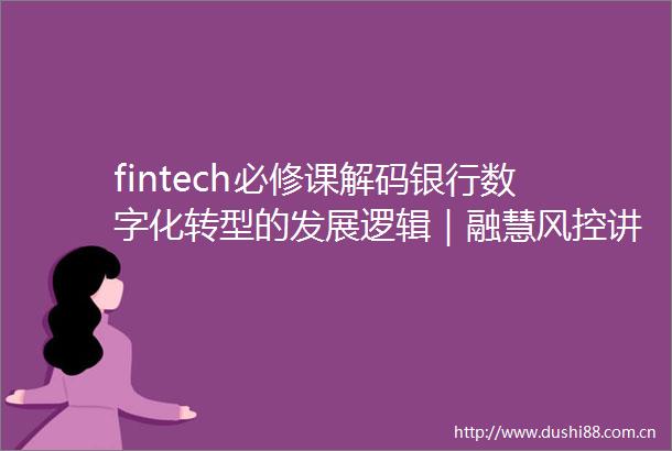 fintech必修课解码银行数字化转型的发展逻辑｜融慧风控讲堂