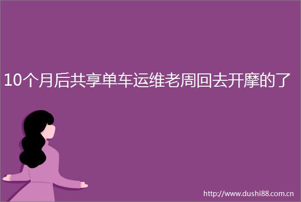 10个月后共享单车运维老周回去开摩的了