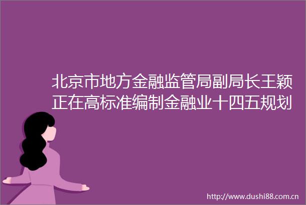 北京市地方金融监管局副局长王颖正在高标准编制金融业十四五规划