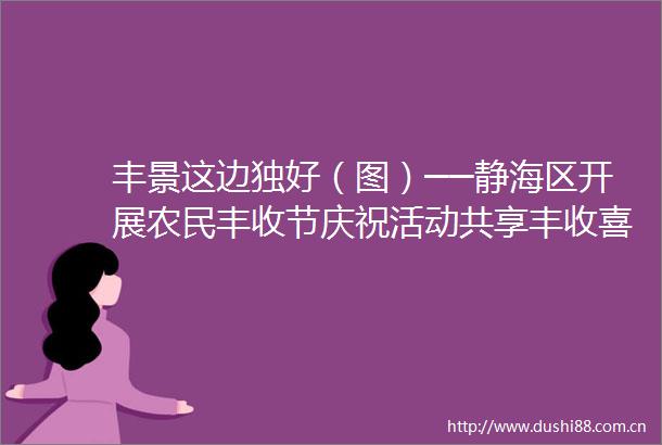 丰景这边独好（图）──静海区开展农民丰收节庆祝活动共享丰收喜悦