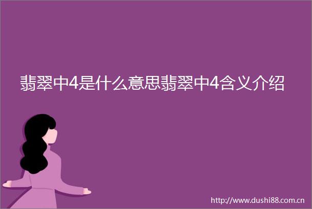 翡翠中4是什么意思翡翠中4含义介绍