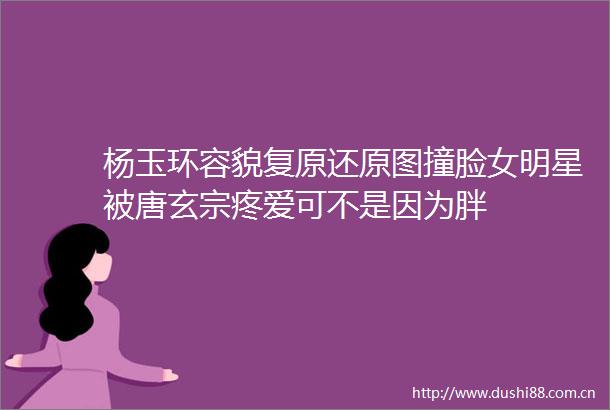 杨玉环容貌复原还原图撞脸女明星被唐玄宗疼爱可不是因为胖