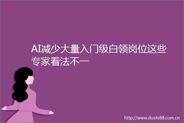 AI减少大量入门级白领岗位这些专家看法不一