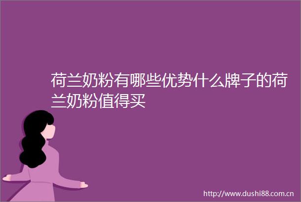荷兰奶粉有哪些优势什么牌子的荷兰奶粉值得买