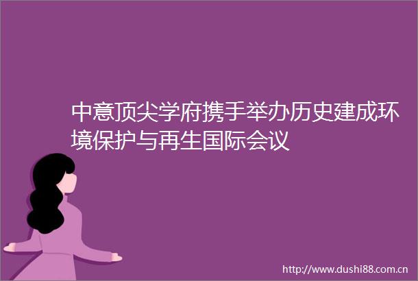 中意顶尖学府携手举办历史建成环境保护与再生国际会议