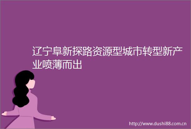 辽宁阜新探路资源型城市转型新产业喷薄而出