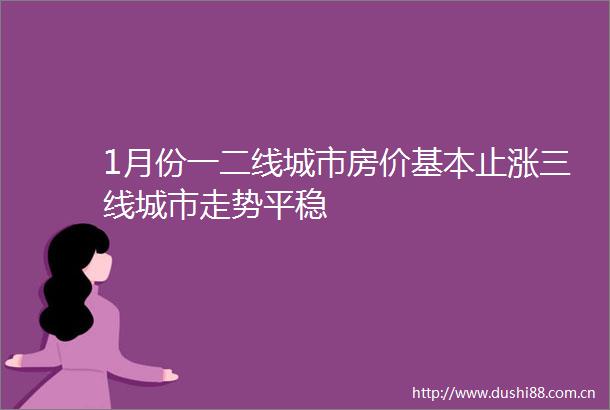 1月份一二线城市房价基本止涨三线城市走势平稳