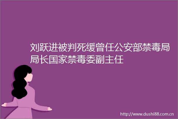 刘跃进被判死缓曾任部禁毒局局长禁毒委副主任