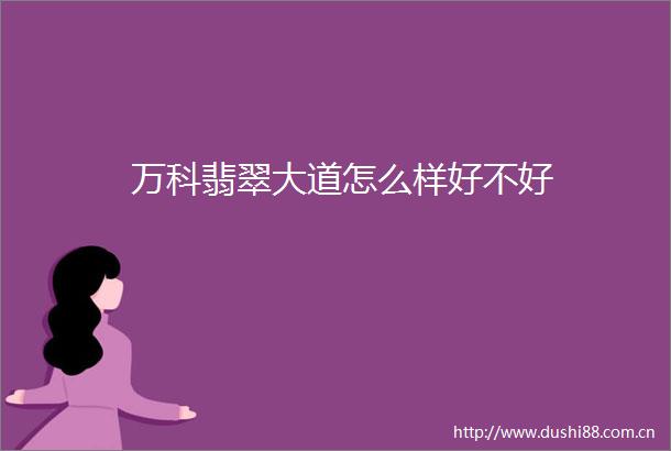 万科翡翠大道怎么样好不好