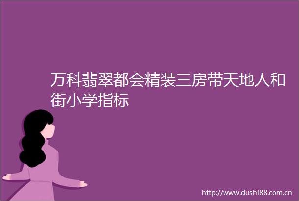 万科翡翠都会精装三房带天地人和街小学指标