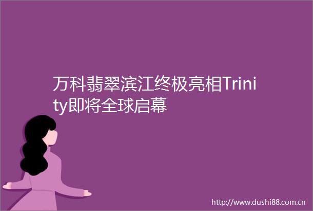 万科翡翠滨江终极亮相Trinity即将全球启幕
