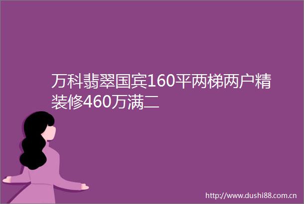 万科翡翠国宾160平两梯两户精装修460万满二