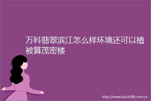 万科翡翠滨江怎么样环境还可以植被算茂密楼