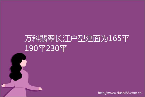 万科翡翠长江户型建面为165平190平230平