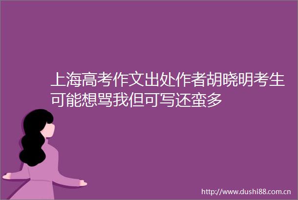 上海高考作文出处作者胡晓明考生可能想骂我但可写还蛮多