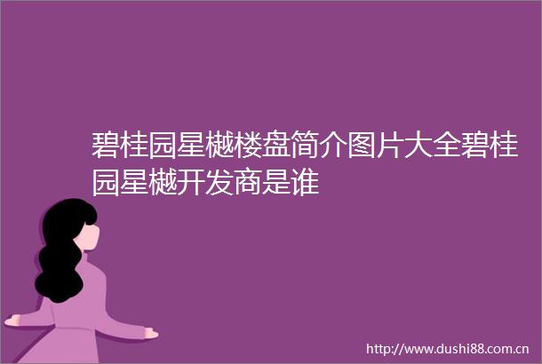 碧桂园星樾楼盘简介图片大全碧桂园星樾开发商是谁