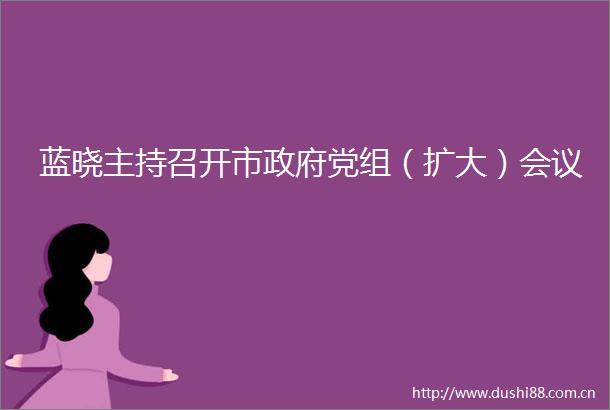 蓝晓主持召开市党组（扩大）会议