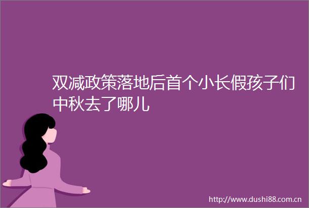 双减政策落地后首个小长假孩子们中秋去了哪儿