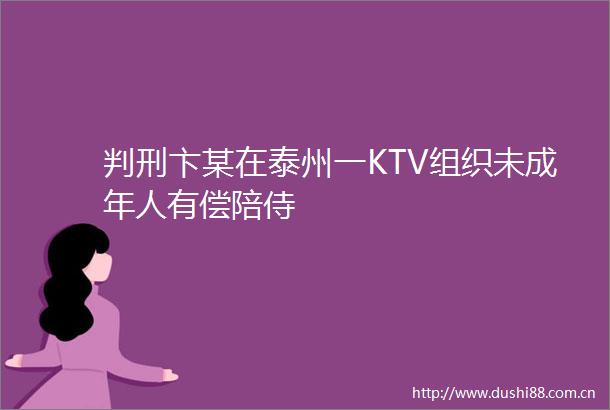判刑卞某在泰州一KTV组织未成年人有偿陪侍