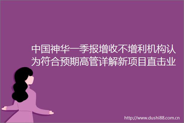 神华一季报增收不增利机构认为符合预期高管详解新项目直击业绩会