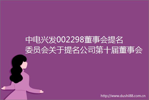 中电兴发002298董事会提名委员会关于提名公司第十届董事会董事候选人的审核意见