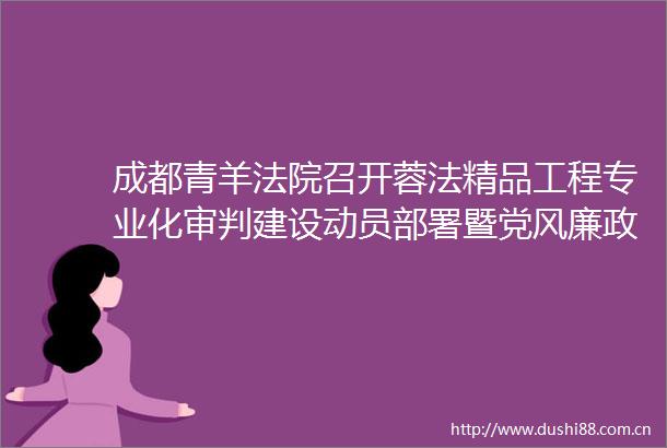 成都青羊召开蓉法精品工程专业化审判建设动员部署暨党风廉政建设和反工作会