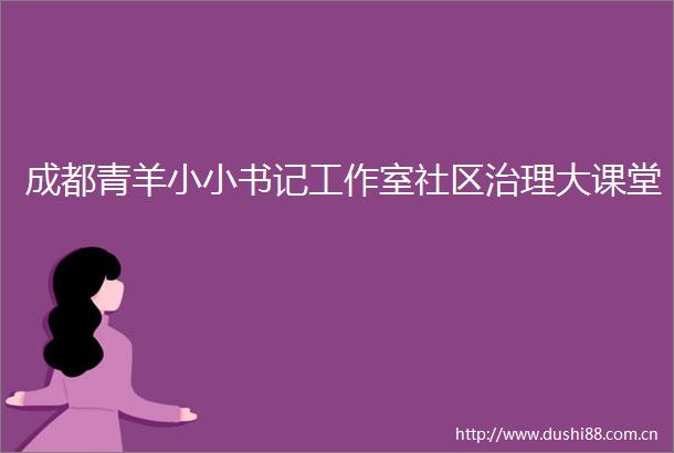 成都青羊小小书记工作室社区治理大课堂