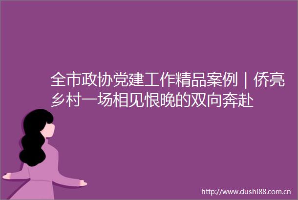 全市政协党建工作精品案例｜侨亮乡村一场相见恨晚的双向奔赴