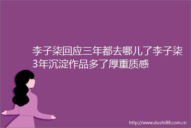 李子柒回应三年都去哪儿了李子柒3年沉淀作品多了厚重质感