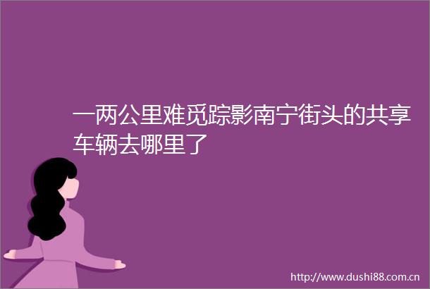 一两公里难觅踪影南宁街头的共享车辆去哪里了