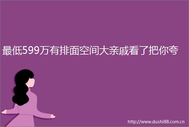 最低599万有排面空间大亲戚看了把你夸