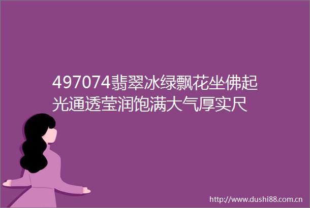 497074翡翠冰绿飘花坐佛起光通透莹润饱满大气厚实尺