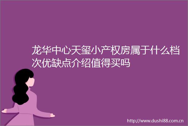龙华中心天玺小产权房属于什么档次优缺点介绍值得买吗