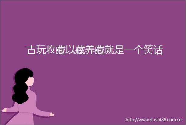 古玩收藏以藏养藏就是一个笑话
