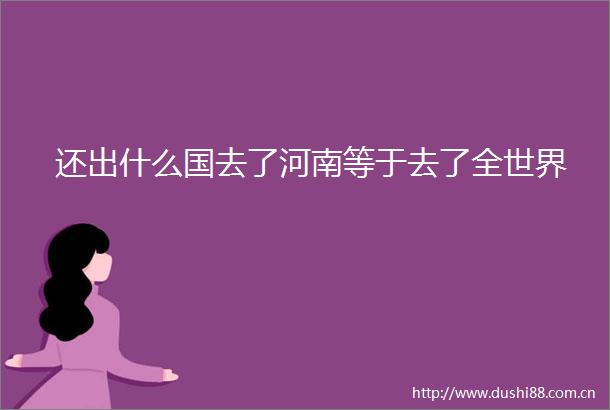 还出什么国去了河南等于去了全世界